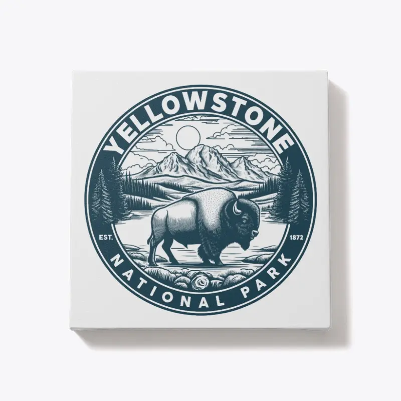 Retro Yellowstone National Park Bison