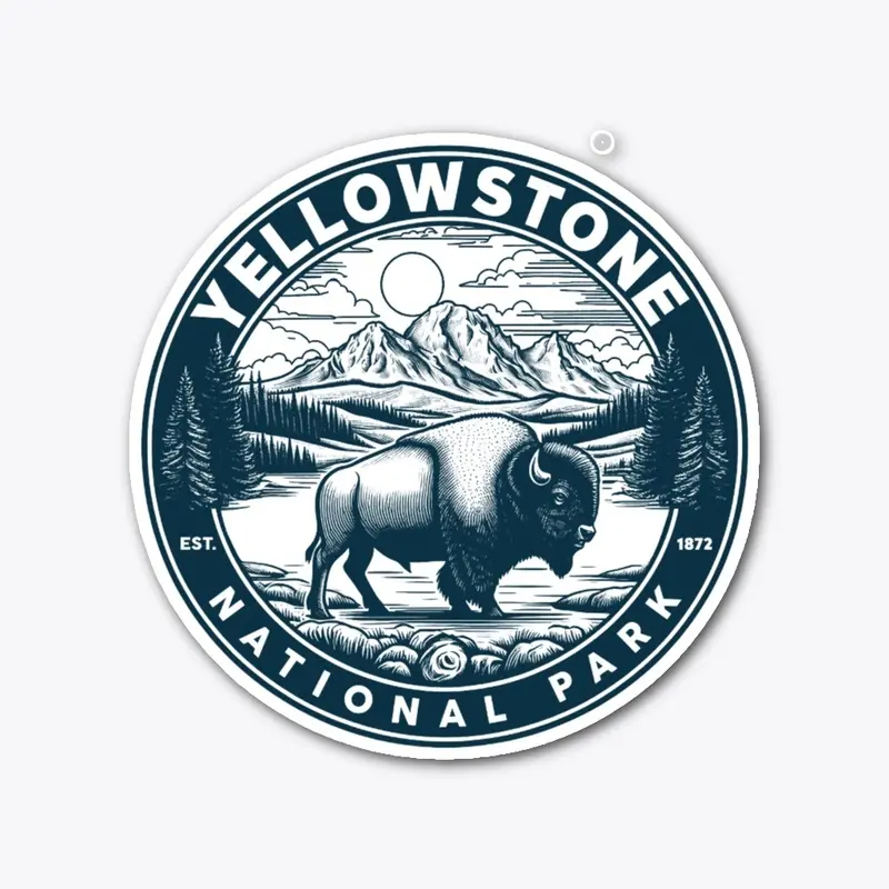 Retro Yellowstone National Park Bison